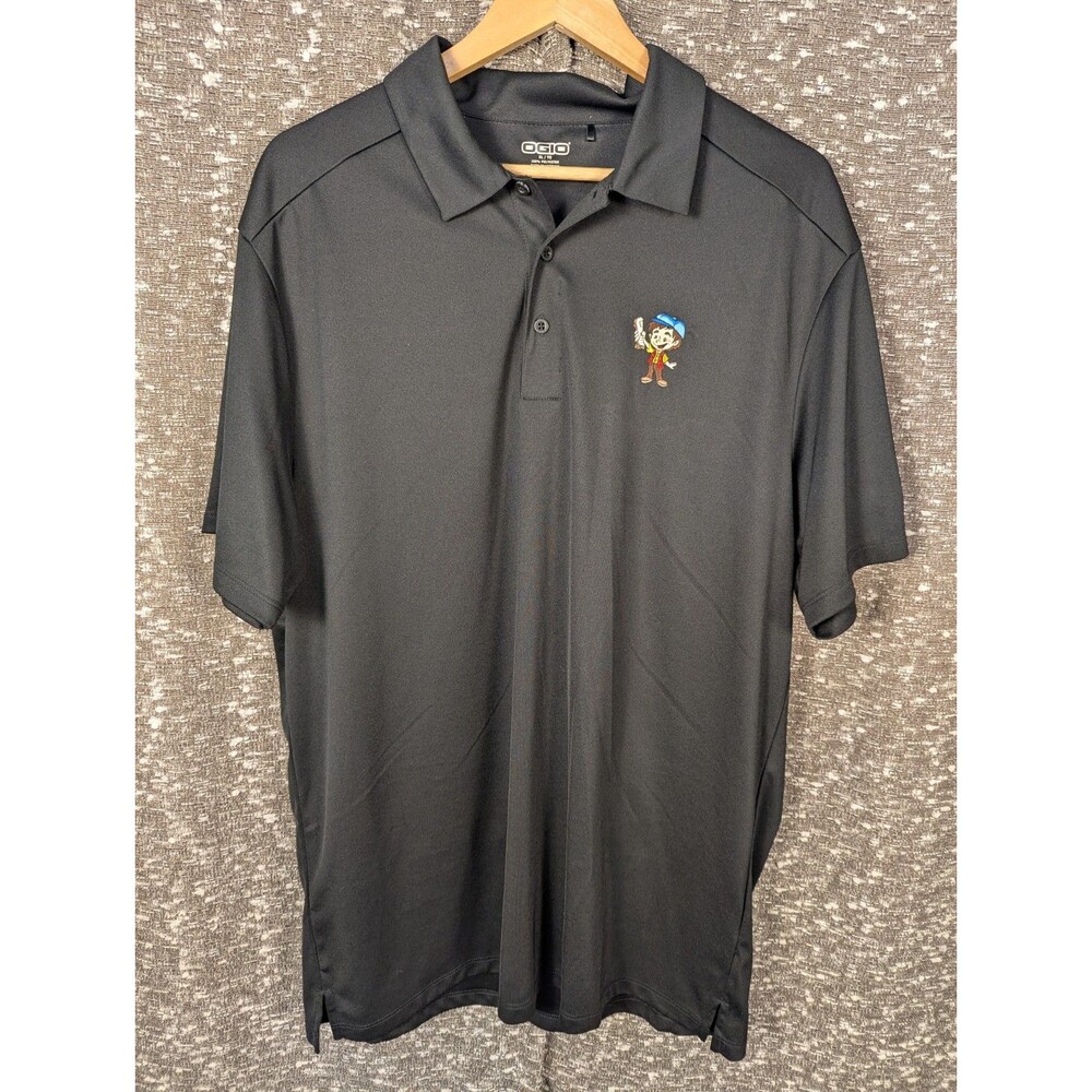 Disney Laugh-O-Gram Comic Strip Paper Embroidered OGIO Polo Black Shirt Men's XL